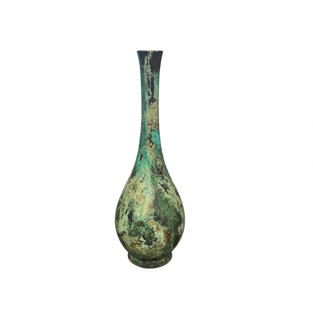 Antique Japanese Bronze Soliflor Vase Amazing Patina